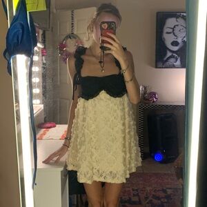 REVOLVE Black and White Sweetheart Mini Dress